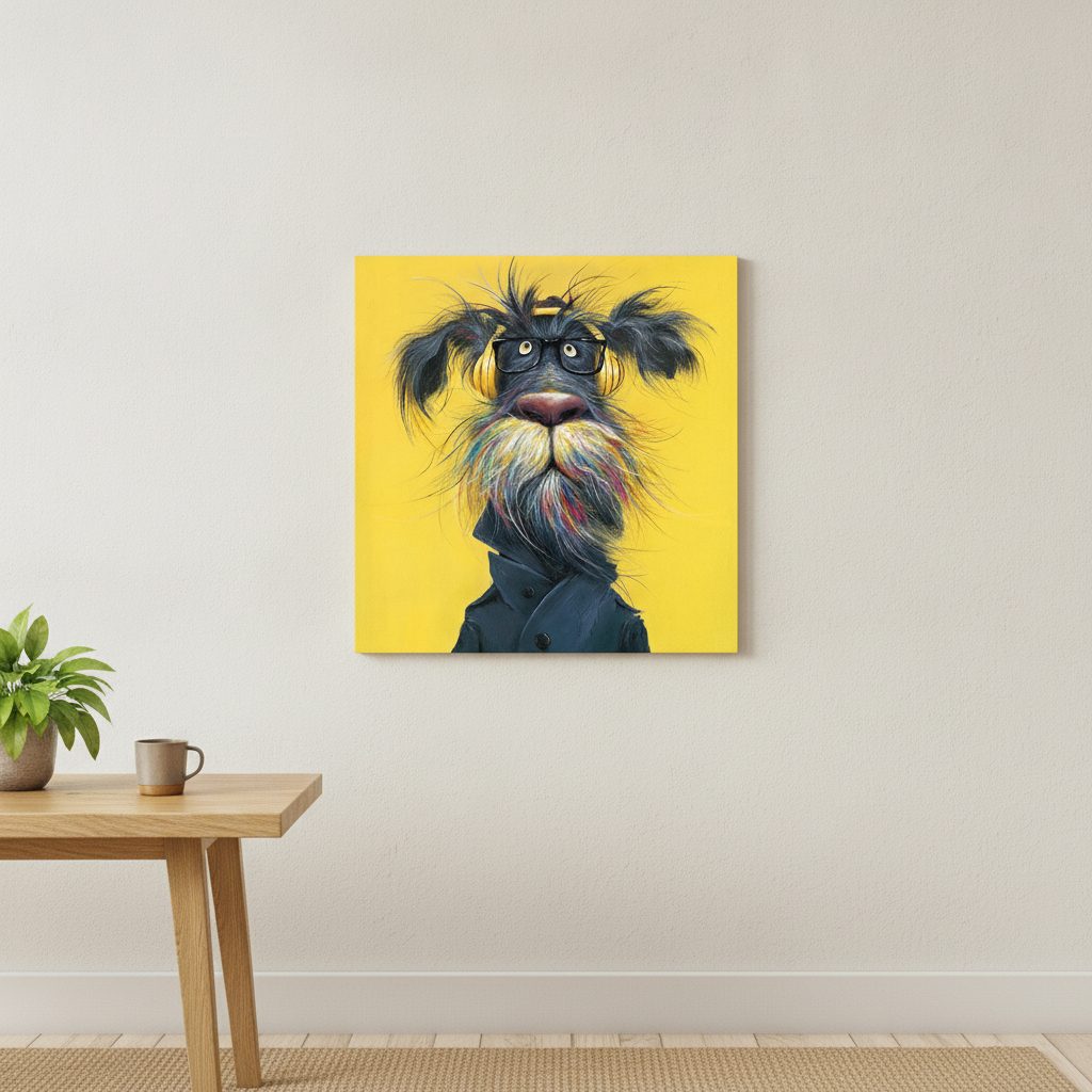 tassar och bas — handmålad akryl på duk, 70×70 cm