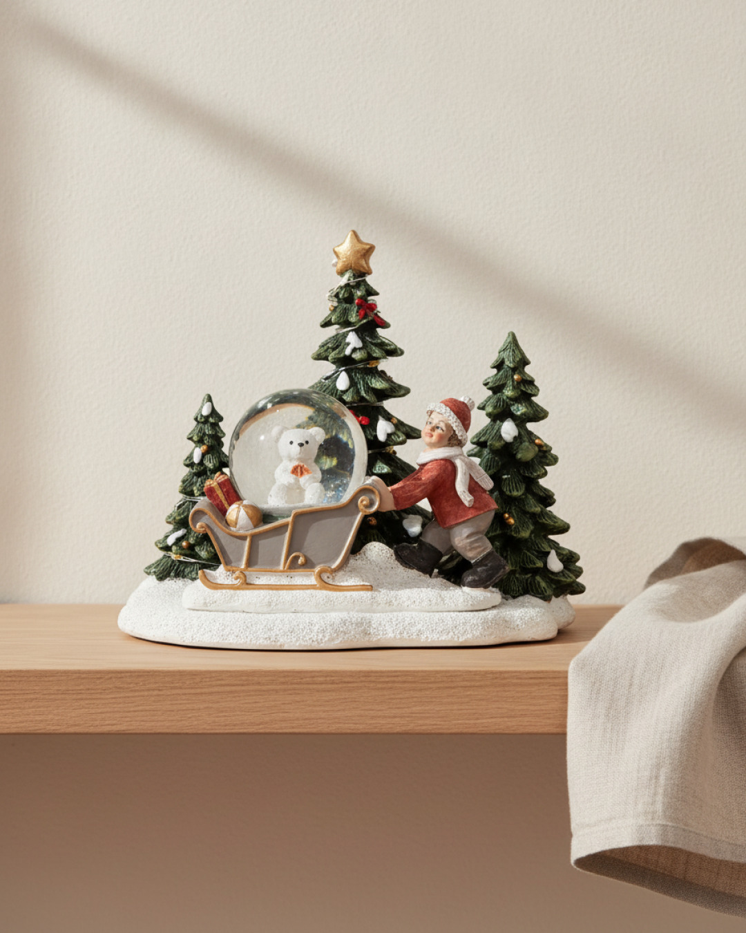 snöglob med pojke led 16×12,5×14,5cm – miljöbild
