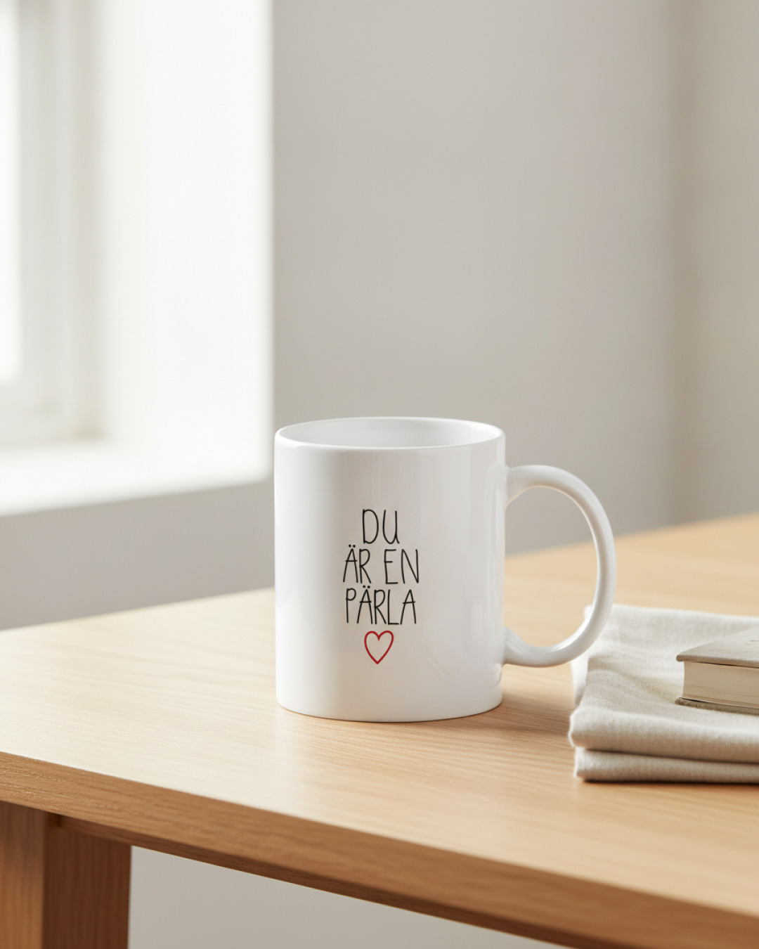 mugg du är en pärla 10cm – miljöbild