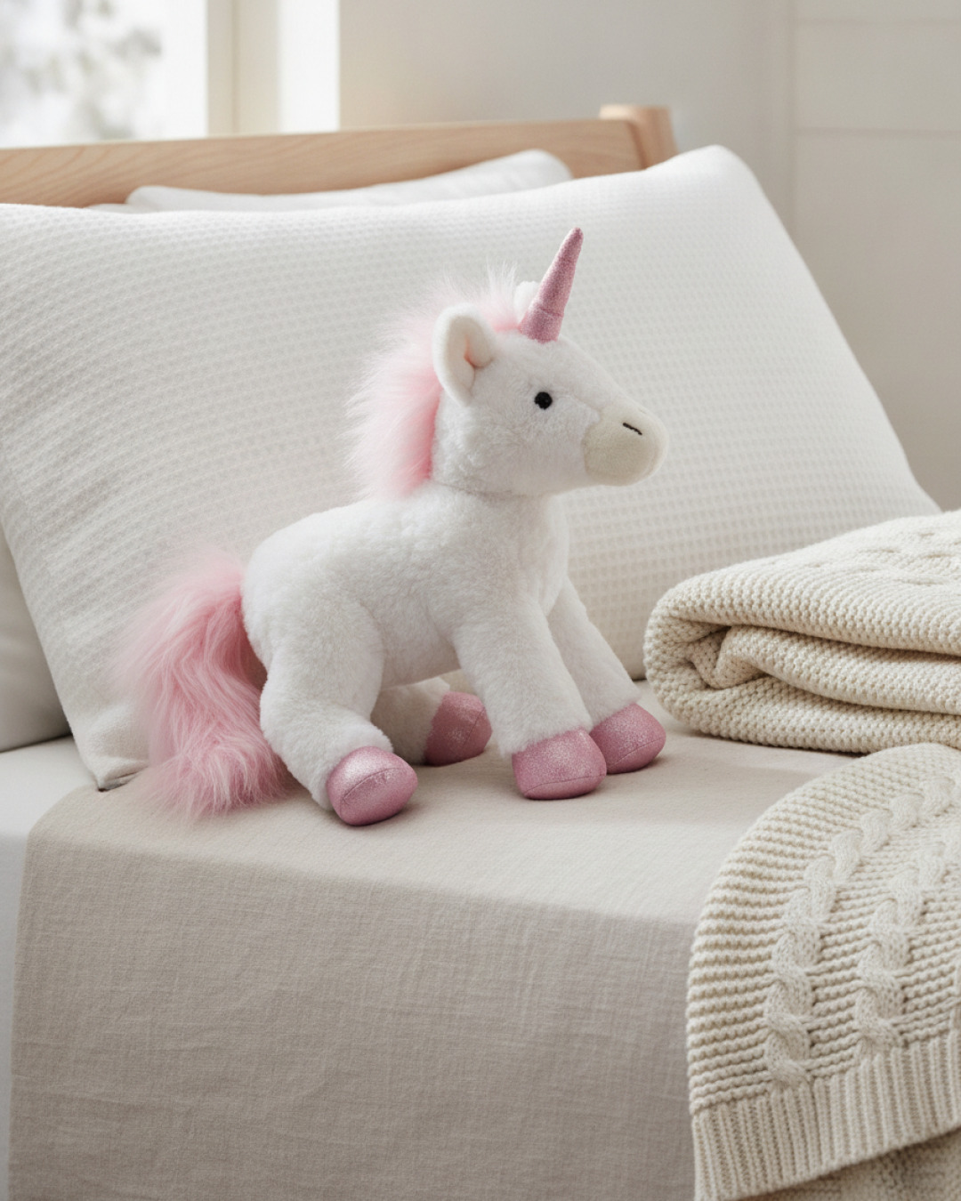 mjukdjur bukowski unicorn vit 25cm – miljöbild