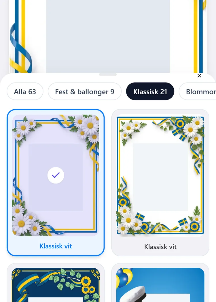 mallväljaren i studentskyltsdesignern med mallen klassisk vit vald bland de klassiska mallarna