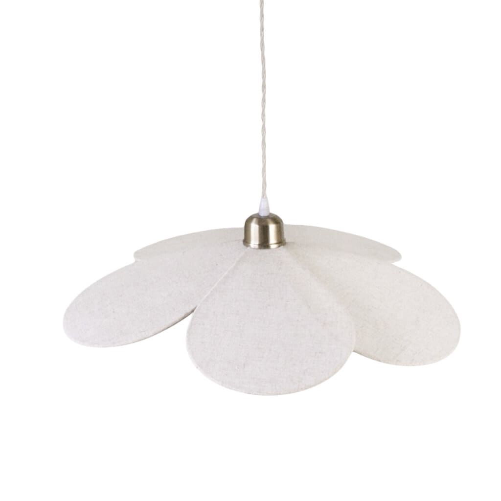 taklampa daisy med blomformad skärm i beige bomull