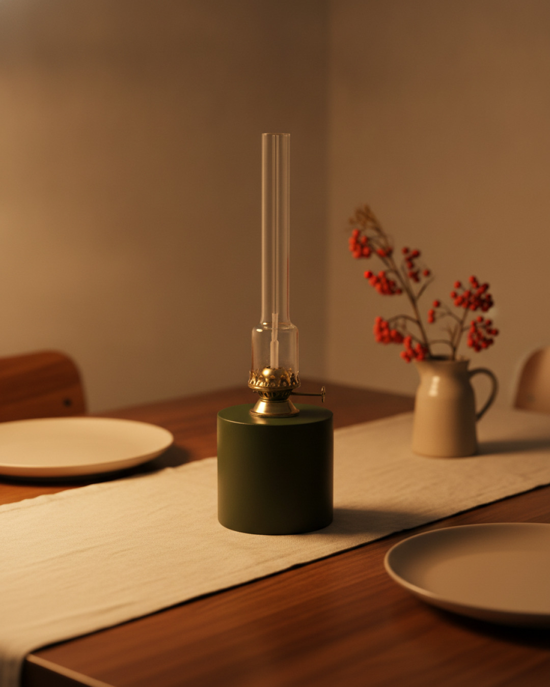 fotogenlampa rak grön stor ø 10 x h 30 cm – miljöbild