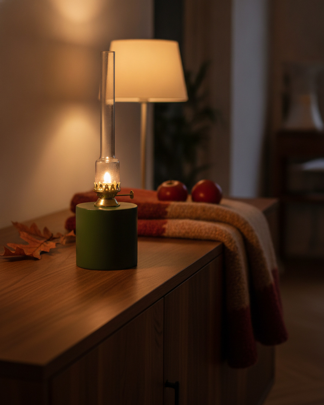 fotogenlampa rak grön stor ø 10 x h 30 cm – miljöbild