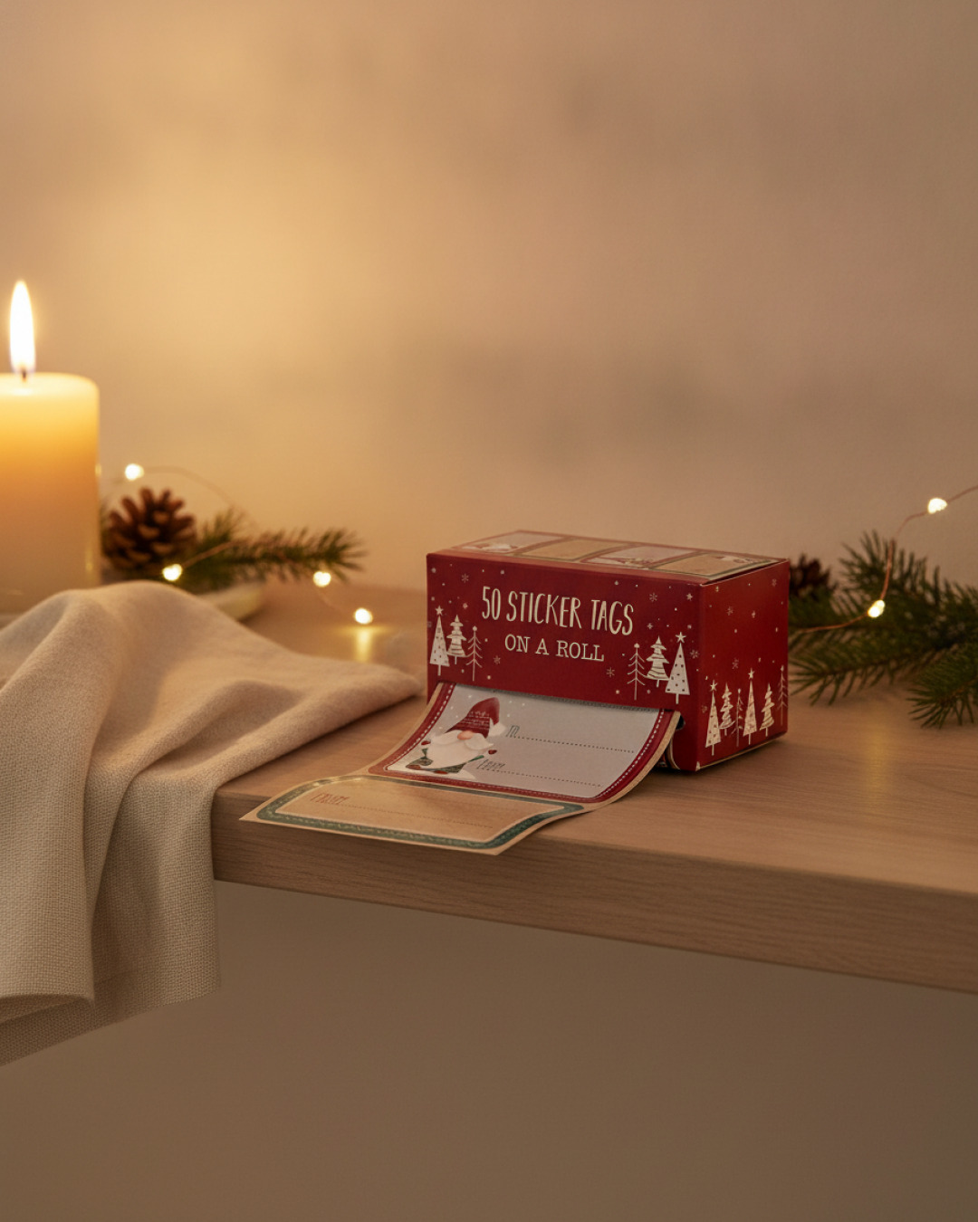 juladress 50st stickers tomte 8 x 4,1 x 4cm – miljöbild