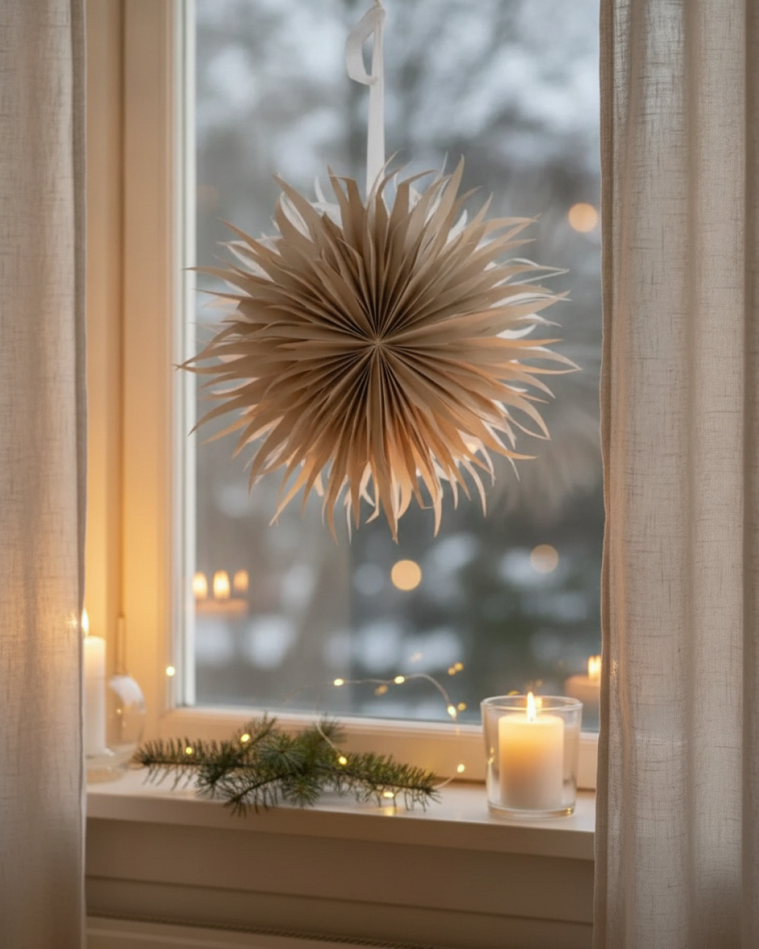 adventsstjärna beige d50 cm – miljöbild