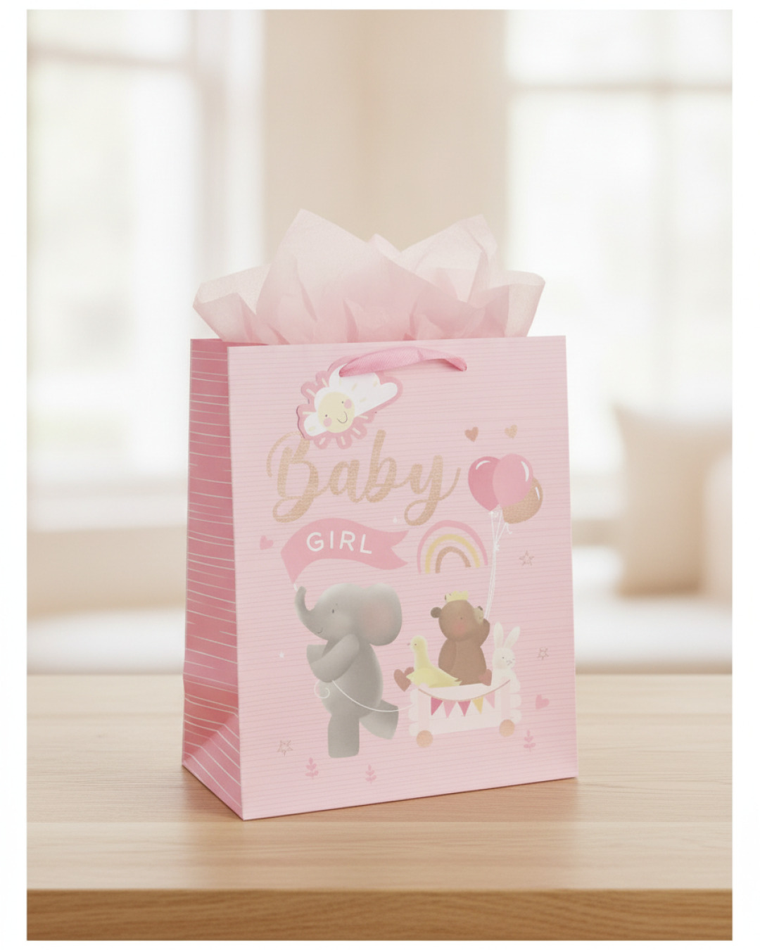 presentpåse baby girl djur – miljöbild