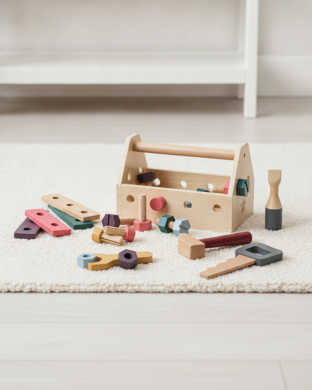 verktygslåda i trä – kid’s hub 22,5×13,5×15 cm – miljöbild